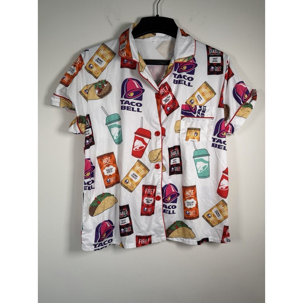 Sheshow Taco Bell Pajama Button Front Shirt Short Sleeve SZ XL